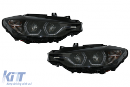 Angel Eyes Fari LED DRL per BMW 3 F30 F31 Berlina Touring 10.2011-05.2015 Nero-image-6080424