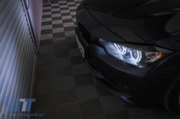 Angel Eyes Fari LED DRL per BMW 3 F30 F31 Berlina Touring 10.2011-05.2015 Nero-image-6085034