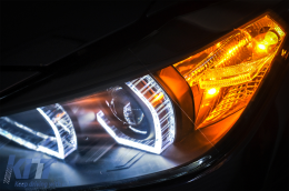 Angel Eyes Fari LED DRL per BMW 3 F30 F31 Berlina Touring 10.2011-05.2015 Nero-image-6085043
