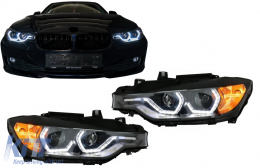Angel Eyes Fari LED DRL per BMW 3 F30 F31 Berlina Touring 10.2011-05.2015 Nero-image-6086550