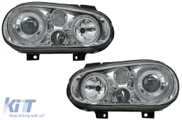 image-42-Angel Eyes Headlights Dual Halo Rims suitable for VW Golf IV 4 Cabriolet Hatchback Variant (09.1997-09.2003) Chrome LHD or RHD