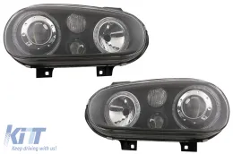 image-49-Angel Eyes Headlights Dual Halo Rims suitable for VW Golf IV 4 Cabriolet Hatchback Variant (09.1997-09.2003) Black LHD or RHD