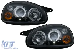 image-50-Angel Eyes Headlights Dual Halo Rims suitable for Opel Corsa B (02.1993-10.2000) LHD Black
