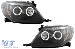 Angel Eyes Headlights Dual Halo Rims suitable for Toyota Hilux (2005-2011) Black - HLTOHIB