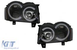 image-17-Angel Eyes Headlights LED BAR suitable for Jeep Grand Cherokee WK (2005-2008) Black