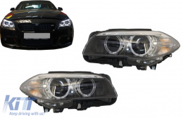 image-31-Angel Eyes Headlights LED Bi-Xenon suitable for BMW 5 Series F10 F11 (2011-2013) LCI Look Black