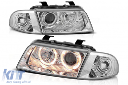 Angel Eyes Headlights suitable for Audi A4 (1995-1999) Chrome - HLAUA4B5C
