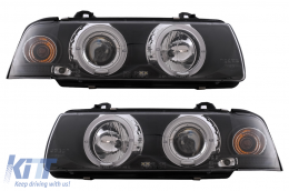 Angel Eyes Headlights suitable for BMW 3 Series E36 Coupe Cabrio (1991-08.1999) Black - HLBME36BC