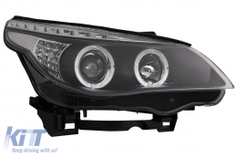 Angel Eyes Headlights suitable for BMW 5 Series E60 E61 (2004-2007) DAYLINE LED Black-image-5987265