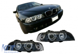 Angel Eyes Headlights suitable for BMW 5 Series E39 (1996-2003) Facelift Design Black Chrom Edition-image-6102573