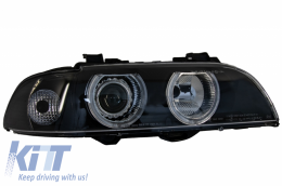 Angel Eyes Headlights suitable for BMW 5 Series E39 Sedan Touring (1996-2003) Black Grey Edition-image-5995267