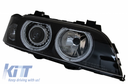 Angel Eyes Headlights suitable for BMW 5 Series E39 Sedan Touring (1996-2003) Black Grey Edition-image-5995268