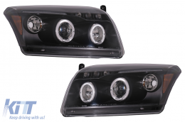 Angel Eyes Headlights suitable for Dodge Caliber (2006-2012) Black - HLDOCAB