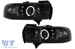 Angel Eyes Headlights suitable for Dodge RAM II Pick-Up (1994-2001) Black