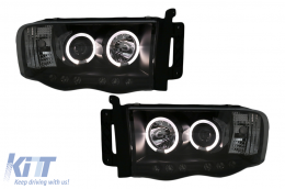 Angel Eyes Headlights suitable for Dodge RAM III (2002-2006) Black - HLDORAMB