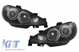 Angel Eyes Headlights suitable for Peugeot 206 (2002-2008) Black LHD & RHD - HLPE206B