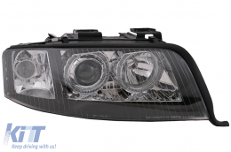 Angel Eyes Headlights Xenon suitable for Audi A6 4B C5 (06.2001-05.2004) LHD or RHD Black-image-6079305