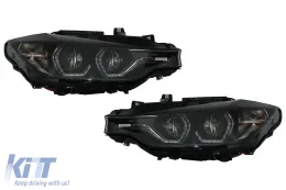 Angel Eyes LED DRL Фарове DRL подходящи за BMW 3 Series F30 F31 Sedan Touring (10.2011-05.2015) Черен-image-6080424