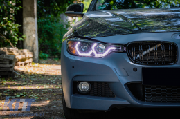 Angel Eyes LED DRL Фарове DRL подходящи за BMW 3 Series F30 F31 Sedan Touring (10.2011-05.2015) Черен-image-6094065