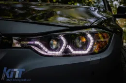 Angel Eyes LED DRL Фарове DRL подходящи за BMW 3 Series F30 F31 Sedan Touring (10.2011-05.2015) Черен-image-6094069