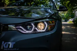 Angel Eyes LED DRL Фарове DRL подходящи за BMW 3 Series F30 F31 Sedan Touring (10.2011-05.2015) Черен-image-6094072