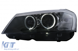 Angel Eyes LED-Scheinwerfer für BMW X3 F25 SUV 2010-07.2014 Schwarz-image-6098972