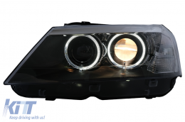 Angel Eyes LED-Scheinwerfer für BMW X3 F25 SUV 2010-07.2014 Schwarz-image-6098975