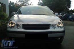 Angel Eyes Phares Jantes Halo pour VW Polo 9N 11.2001-04.2005 Noir-image-6077075