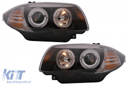 Angel Eyes Phares pour BMW Série 1 E81 E82 E87 E88 2004-2011 Noir-image-6088636