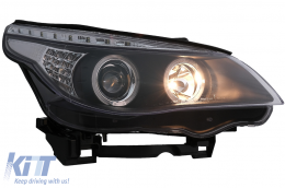 Angel Eyes Phares pour BMW Série 5 E60 E61 2004-2007 DAYLINE LED Noir-image-6089570