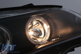 Angel Eyes Phares pour BMW Série 5 E60 E61 2004-2007 DAYLINE LED Noir-image-6089572