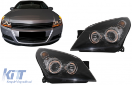 Angel Eyes Scheinwerfer für Opel Astra H 2004-2009 2 Halo-Felgen Schwarz-image-6085473