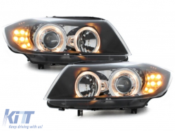 image-36-Angel Eyes Scheinwerfer LED für BMW E90 E91 03.2005-08.2008 2 Halo Felgen Schwarz
