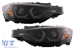 Angel Eyes Xenon Headlights suitable for BMW 3 Series F30 F31 Sedan Touring (10.2011-05.2015) Black - HLBMF30M3D1SAFS