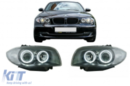 Фарове Angel Eyes подходящи за BMW 1 Series E81 E82 E87 E88 (2004-2011) 2 Halo Джанти Черен-image-6077638