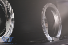 Фарове Angel Eyes подходящи за BMW 5 Series E60 E61 (2004-2007) DAYLINE LED Черен-image-53106