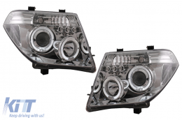 image-29-Фарове с Angel Eyes , подходящи за Nissan Navara D40 (2004-2009) Pathfinder R51 (2005-2008) Хром