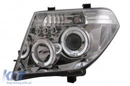 Фарове с Angel Eyes , подходящи за Nissan Navara D40 (2004-2009) Pathfinder R51 (2005-2008) Хром-image-6084150