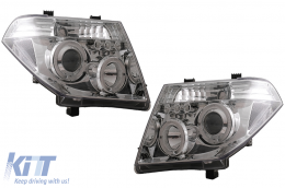 Фарове с Angel Eyes , подходящи за Nissan Navara D40 (2004-2009) Pathfinder R51 (2005-2008) Хром-image-6084160