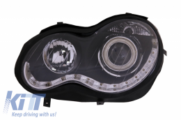 image-33-Фарове с Angel Eyes , подходящи за Mercedes C-Class W203 (2000-2007) Ляво Черен