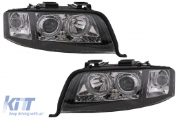 image-16-Angel Eyes Ксенон Фарове подходящи за Audi A6 4B C5 (06.2001-05.2004) LHD или RHD Черен