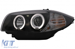 Фарове с Angel Eyes подходящи за BMW 1 Series E81 E82 E87 E88 (2004-2011) Черен-image-6088631