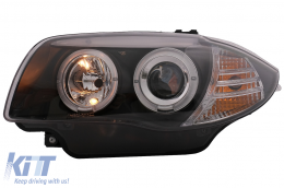 Фарове с Angel Eyes подходящи за BMW 1 Series E81 E82 E87 E88 (2004-2011) Черен-image-6088635