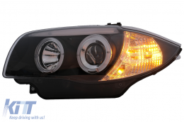 Фарове с Angel Eyes подходящи за BMW 1 Series E81 E82 E87 E88 (2004-2011) Черен-image-6088638