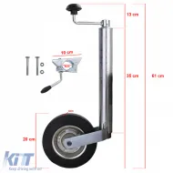 Anhänger-Jockeyrad 150KG Ø48mm inkl. Montageschrauben mit Klemmhalter-image-6192550