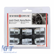 Antitheft Wheel Nuts / Bolts Butzi Premium Kit 6 pcs With Unique Key-Tool Type-AA M12x1.25