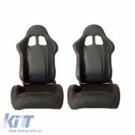 image-4-Apollo Sport kagylóülés PVC fekete, piros varrással, pár (2 db)
