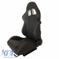 Apollo Sport kagylóülés PVC fekete, piros varrással, pár (2 db)-image-6293530