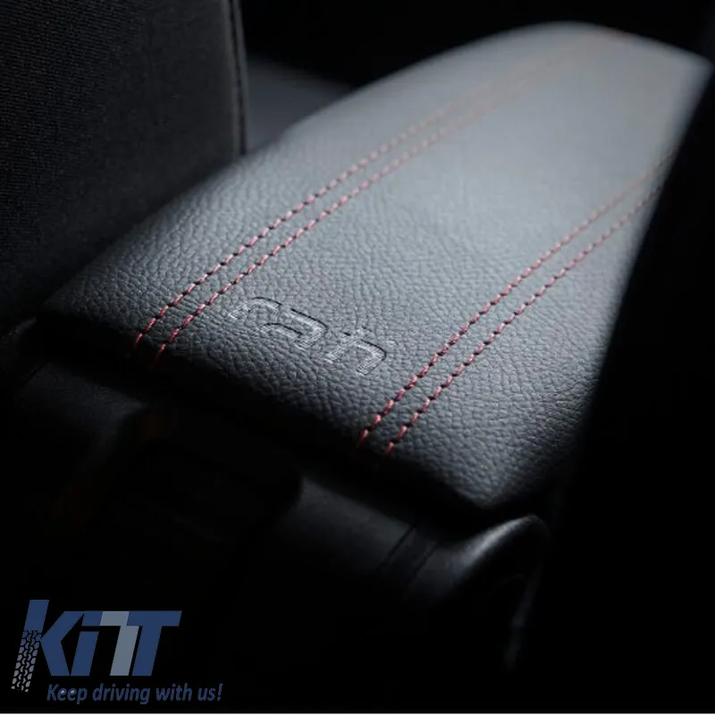 Armrest Armster OE1 TR Limited with USB suitable for Dacia Duster 2018+ without original elbowrest, black color with red stitching