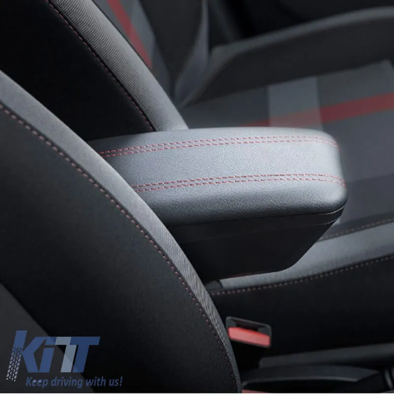 Armrest Armster OE1 TR Limited with USB suitable for Dacia Duster 2018+ without original elbowrest, black color with red stitching